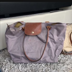 Longchamp Purple Tote with Brown Accents